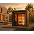 Blocksauna Essential — Premium Gartensauna mit Panorama-Glasfront