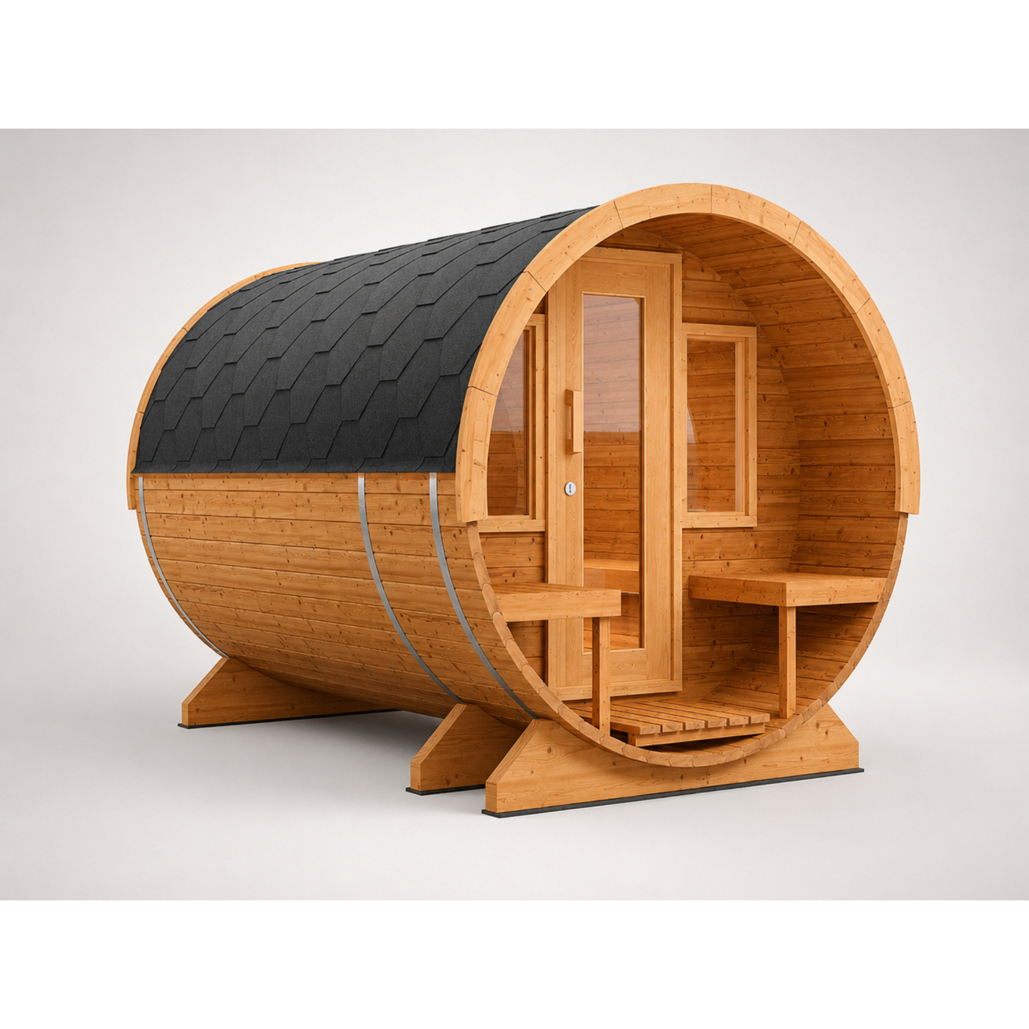 Fasssauna Pro — Premium Gartensauna mit Terrasse