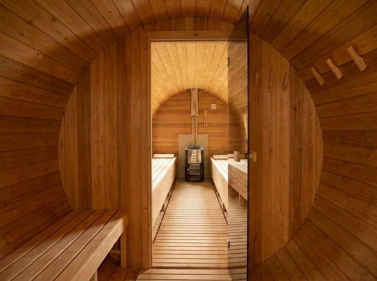 Fasssauna Elite — Luxus Gartensauna mit Vorraum & Terrasse